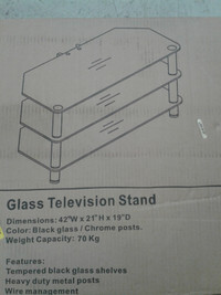 3 TIER TEMPERED GLASS TV STAND 42"