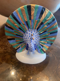 Herend Blue Fishnet Peacock 5” Figurine