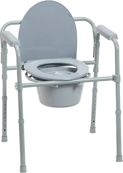 3-in-1 Commode Chair: Versatile 3-in-1 design enables this model to easily be positioned over a stan...