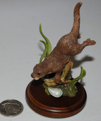 GREAT GIFT - SWIMMING OTTER, FIGURINE, HAND CRAFTED