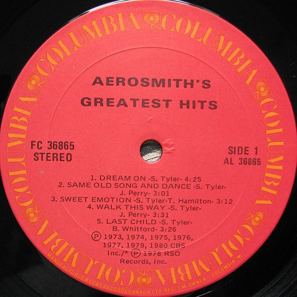 Aerosmith's Greatest Hits 1980 LP vinyl record album in CDs, DVDs & Blu-ray in Markham / York Region - Image 3