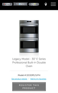 Wolf Legacy Model - 30 E Series Professional Built-In Double Oven