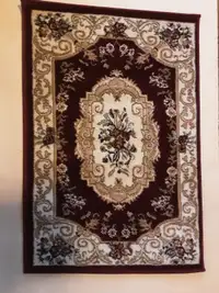 NEW 2'2"'×3' RED burgundy and cream area rug - Classic Aubusson 