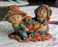 Bisque Figurine-Autumn Harvest (Pilgrim Children)