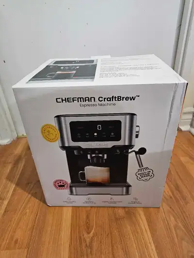 BNIB 1350 Watts 120 Volts 15-Bar Pump Digital Coffee Maker with Steam Rod for espressos, lattes, cap...