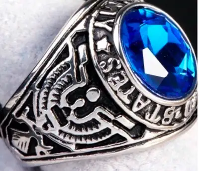 Stunning stainless steel blue zircon ring , View more