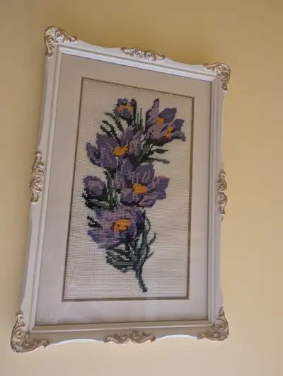 Framed Needlepoint Floral Art , View more