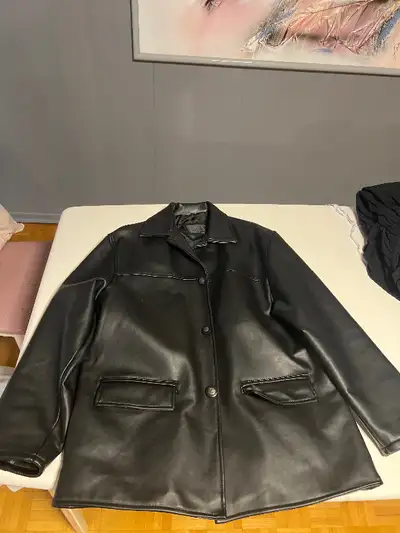 Black men’s leather 3/4 jacket size large, View more
