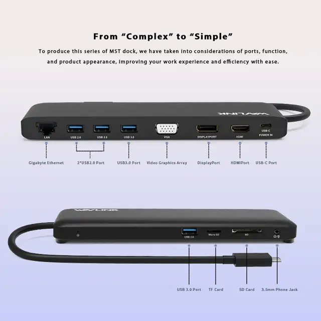 Wavlink usb c triple display docking system565620340026910721