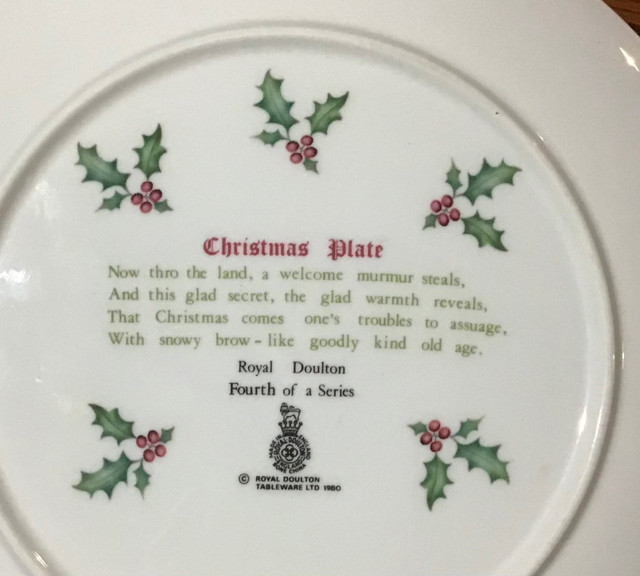 Royal Doulton Christmas Plate 4th in Series in Arts & Collectibles in Kingston - Image 2