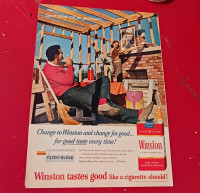 1965 VINTAGE WINSTON AD WITH HOME BUILDING COUPLE - RETRO 60S