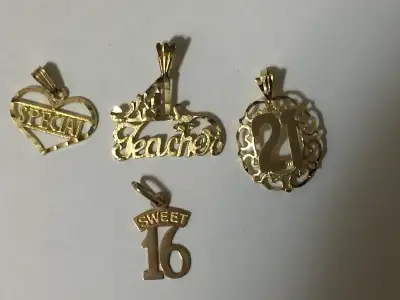 Four Yellow gold pendants [ All stamped 10K ], View more