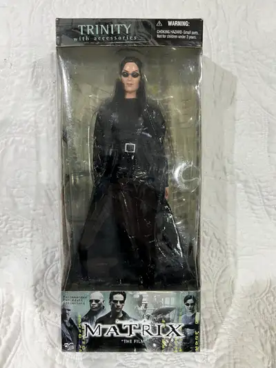The MATRIX 12 inch TRINITY Action Figure CARRIE-ANN MOSS NEVER OPENED. Original Box. Purchased New i...