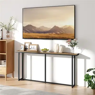 71" Console Table Black Metal Wood Grain | $70 Whitby, View more