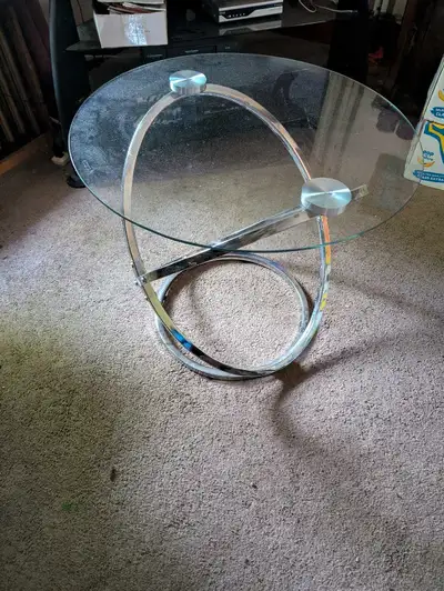 2 end tables & coffee table , rot iron & glass, View more