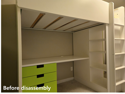 Ikea Loft Bed with Desk, Closet and 3 Drawers, View more