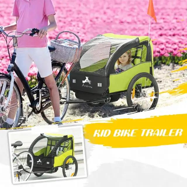  2 Seat Bike Trailer for Kids, Baby Stroller with Storage Bag in Strollers, Carriers & Car Seats in Markham / York Region - Image 5