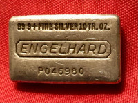 Vintage 10 oz Engelhard 7th Series 999+ Fine Silver Cast Bar
