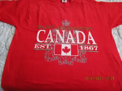 Collector T -Shirt ."Happy Anniversary Canada", Fruit of the Loom. Made in Canada. X Lg. Underarms 2...