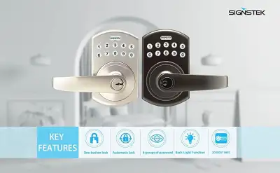 Signstek keypad door lock: PT-R0S00 Black stainless reversible, View more