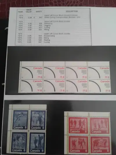 Canadian Stamps - Three Corner Blocks of Stamps from 1974, View more