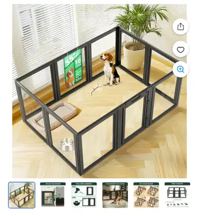 FXW AuraSpace Acrylic Indoor Dog Playpen for Medium Dogs, 35 Inc, View more