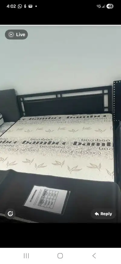 Brand new Queen Bamboo Mattress with bed frame and headboard, View more