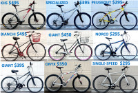 Tuned up lightweight bicycles, like new, quality brands