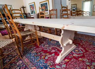 **STUNNING**(NO CHAIRS)LARGE NEW TABLE SOLID WOOD2"HARVEST STYLE, View more