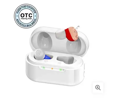 Rechargeable hearing aids. Over-The-Counter non-prescription. Premium Health. Model JH-A17BT.