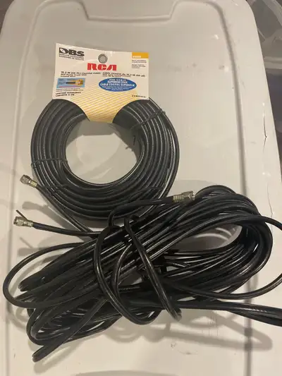 I'm offering a RCA 100 ft coaxial total. Each cable is 50 ft long. It is an RG6 burial grade cable w...