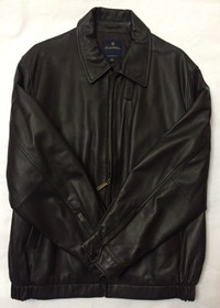 Brooks Brothers Men's Leather Bomber Jacket Dark Brown Cafe XL