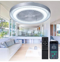 AIZCI Modern Ceiling Fan with Lights, Bladeless Remote Control 