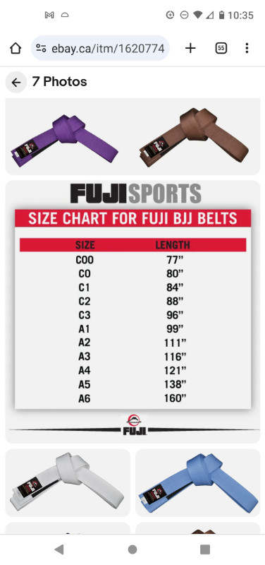 Fuji martial arts belt for kids - BJJ in Other in City of Toronto - Image 2