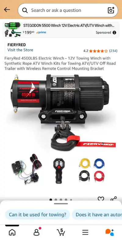 I'm selling a new FieryRed 5500lbs Electric Winch with a 12V motor. This winch comes complete with s...