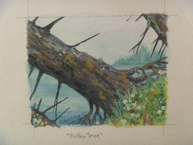 FALLEN TREE - 4" x 5" Original Art in Arts & Collectibles in Winnipeg