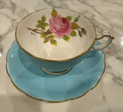 Vintage Crown Staffordshire Teacup, floral, signed Austin, View more