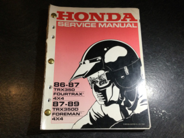 1986-1989 Honda TRX350 Fourtrax 4x4 TRX350D Foreman 4x4 Manual in Non-fiction in Parksville / Qualicum Beach