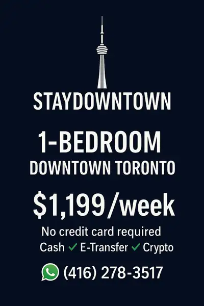 1 Bedroom Condo Downtown Toronto 1199$ / Weekly