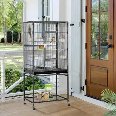 54”H, Wrought Iron Standing Large Bird Cage , View more