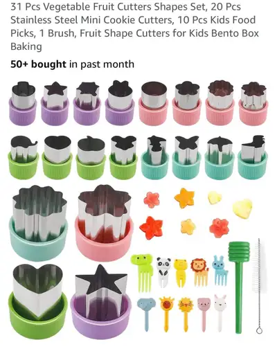 These are new, 31 Pcs Vegetable Fruit Cutters Shapes Set, 20 Pcs Stainless Steel Mini Cookie Cutters...