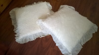2 Large Ivory Lace Scatter Cushions