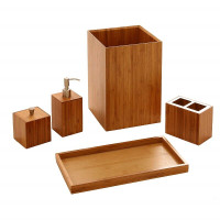 6-Piece 100% Bamboo Luxury Bath & Vanity Set & Bath Mat
