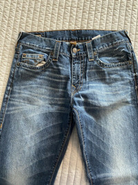 True Religion Mens Denim Ricky Blue Jeans Relaxed Straight W33