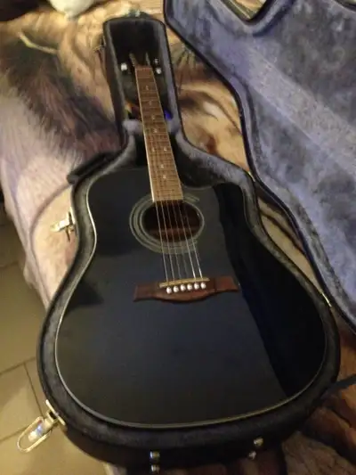 Nice and Unique Ibanez Acoustic Guitar, New Strings, Comes with Tuner and Hardcase