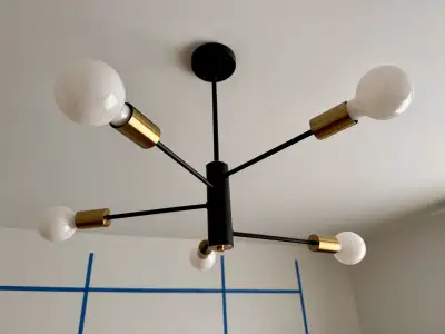 24” 5-Light Black & Gold Industrial Sputnik Chandelier, View more