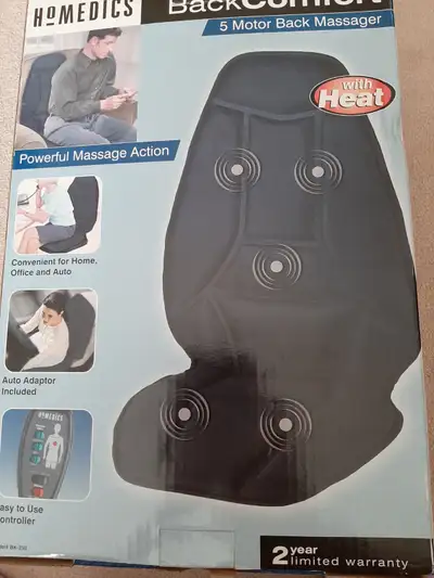 Homedics 5 Motor Back Massager has home plug in and cigarette lighter plug for car. Great for keepin...
