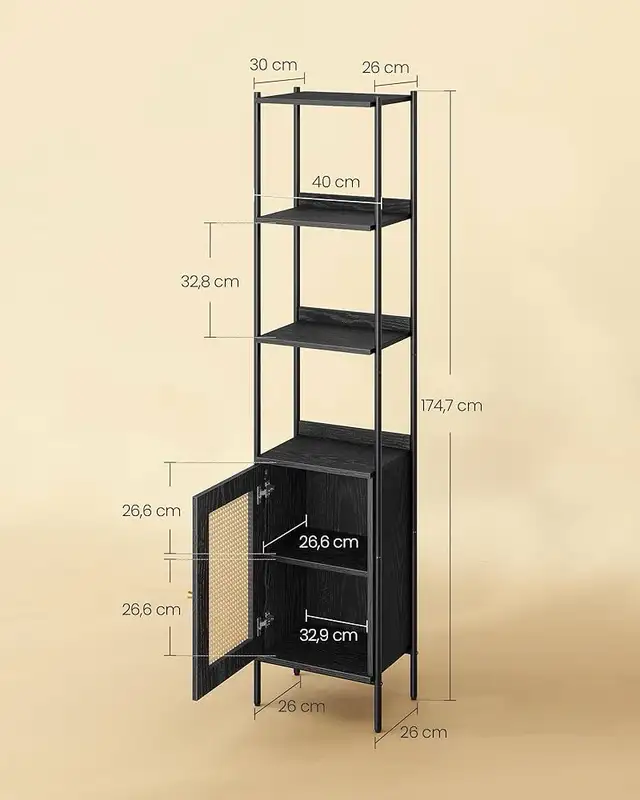 6 Tier Bookcase Tall Shelving Unit Shelving Unit Rattan Effect D in Bookcases & Shelving Units in Markham / York Region - Image 3