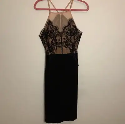 Top Shop Nude Black Lace Dress Retails $160+ Petite Size 2 , View more