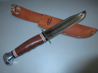 KA-BAR KNIFE pre-owned like new camping Lake leather sheath